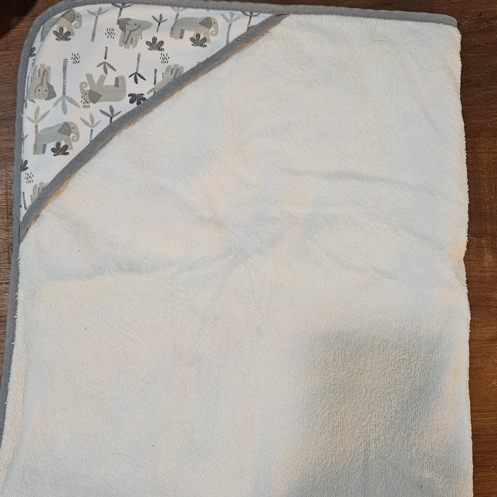 Baby Hooded Towel with Elephant Print